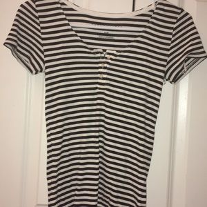 striped button up tee
